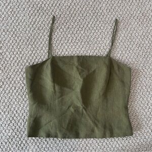 Vintage Square Neck Ann Taylor Khaki Green Camisole Top